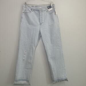 NWT Old Navy Womens High Rise Straight Jeans Raw Hem Ankle Denim Plus Sz 16